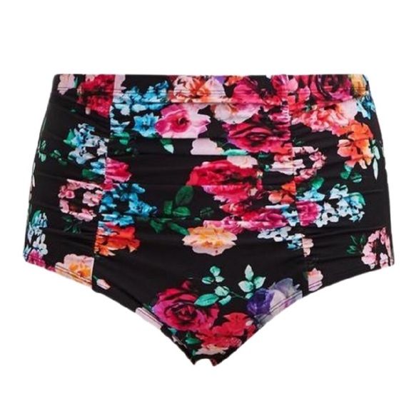 TORRID ruched floral high-waisted swim bottom - Picture 2 of 10